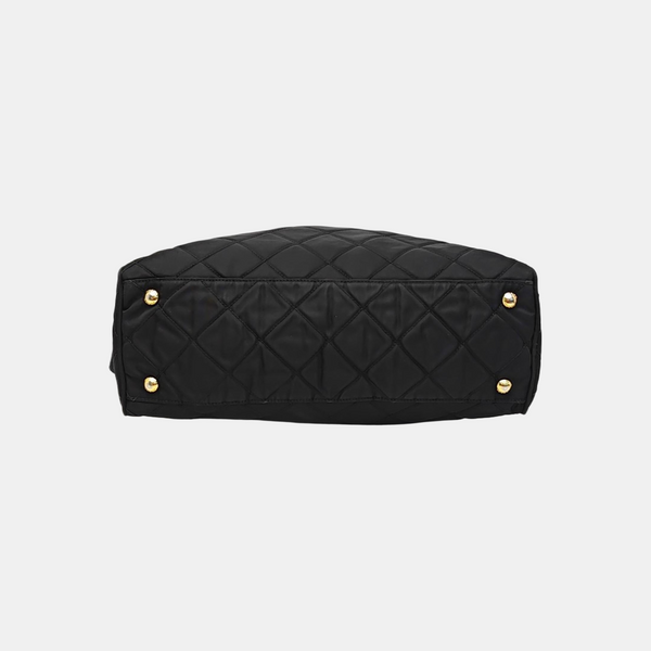 Quilted Nylon Shoulder Bag Black