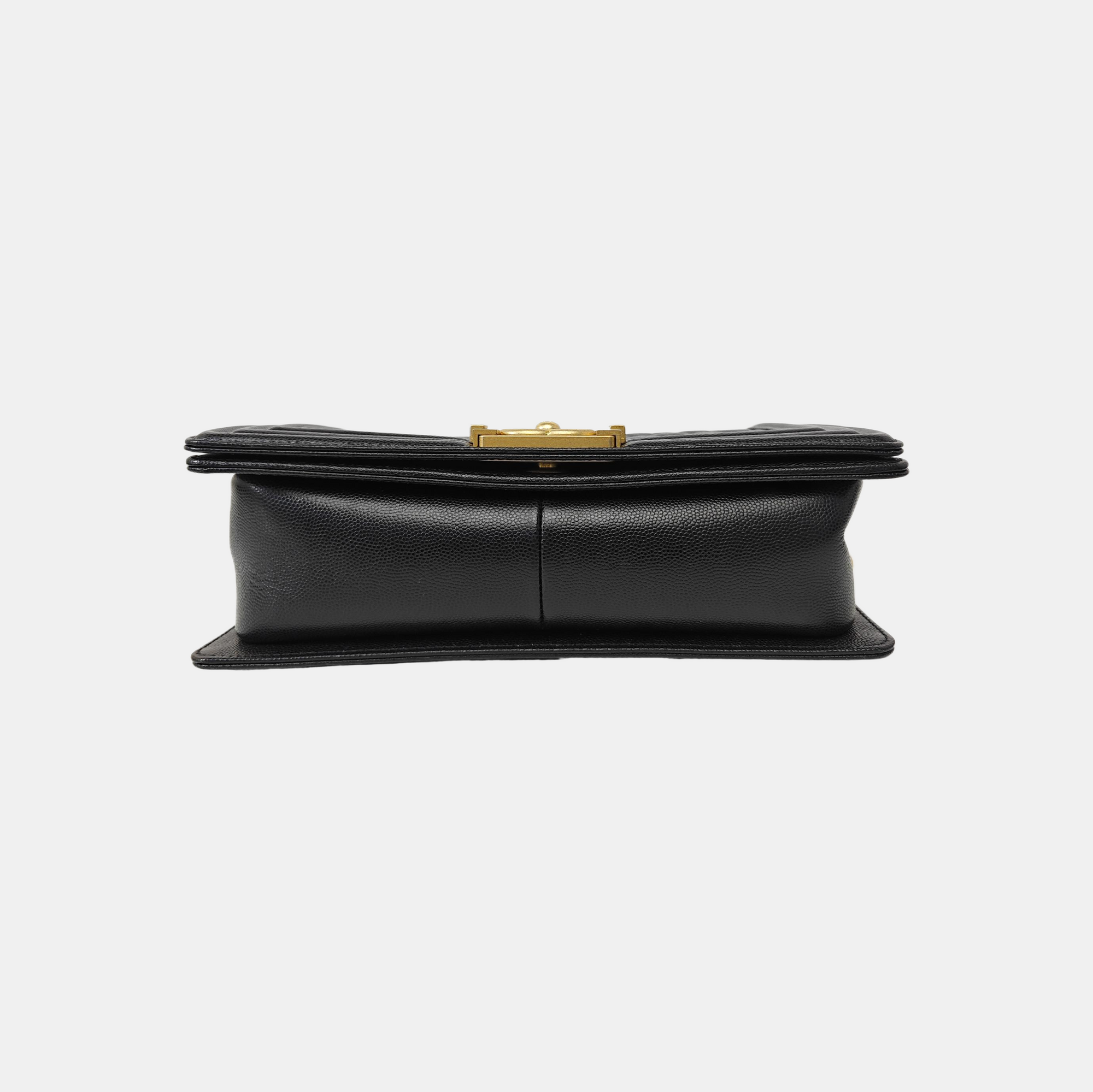 BOY CHANEL Medium Quilted Grained Calfskin Black