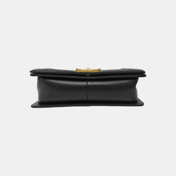 BOY CHANEL Medium Quilted Grained Calfskin Black