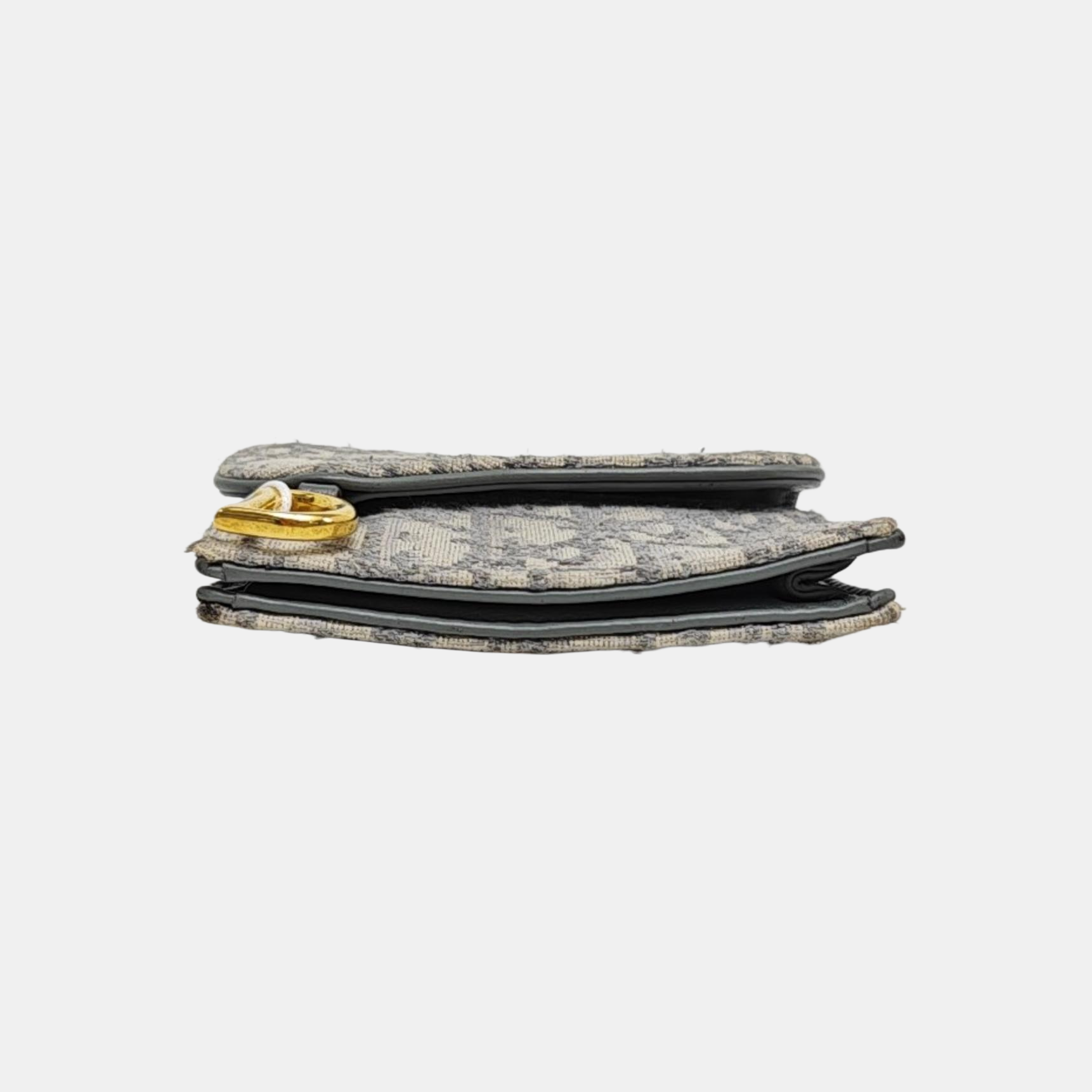 Saddle Mini Oblique Fabric Gray Wallet