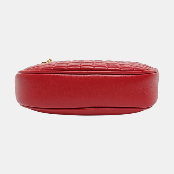 C CHARM Small Quilted Calfskin Red