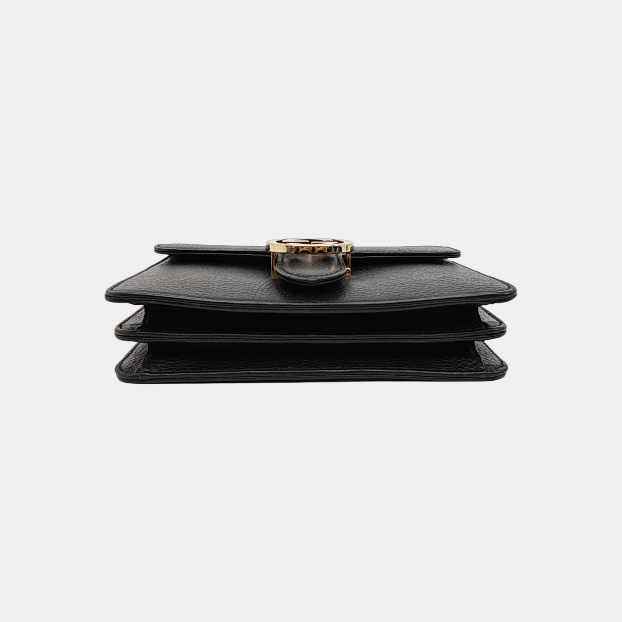 Interlocking G Small Calfskin Black