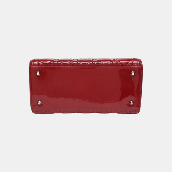 Lady Dior Medium Cannage Patent Leather Red