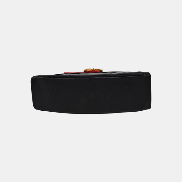 Silk Satin Top Handle Bag Black