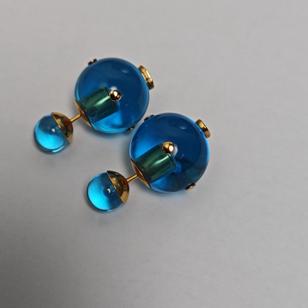 Dior Tribales Metal Blue Stud Earrings