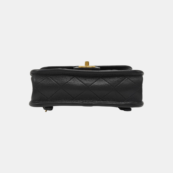 Quilted Grained Calfskin Backpack Black