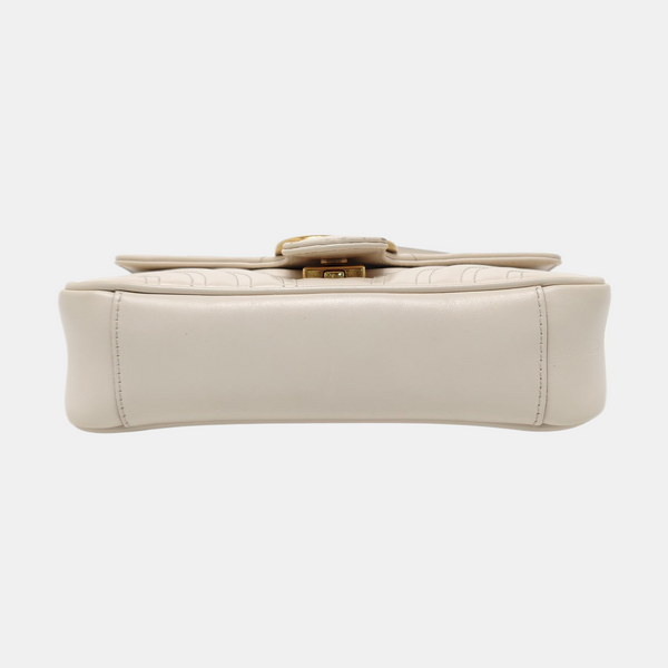 GG Marmont Small Quilted Calfskin White