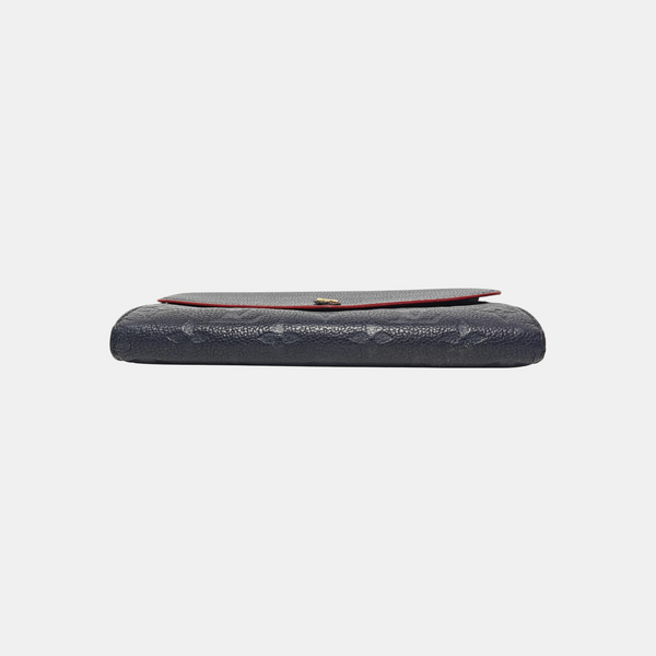 SARAH Monogram Calfskin Blue Wallet