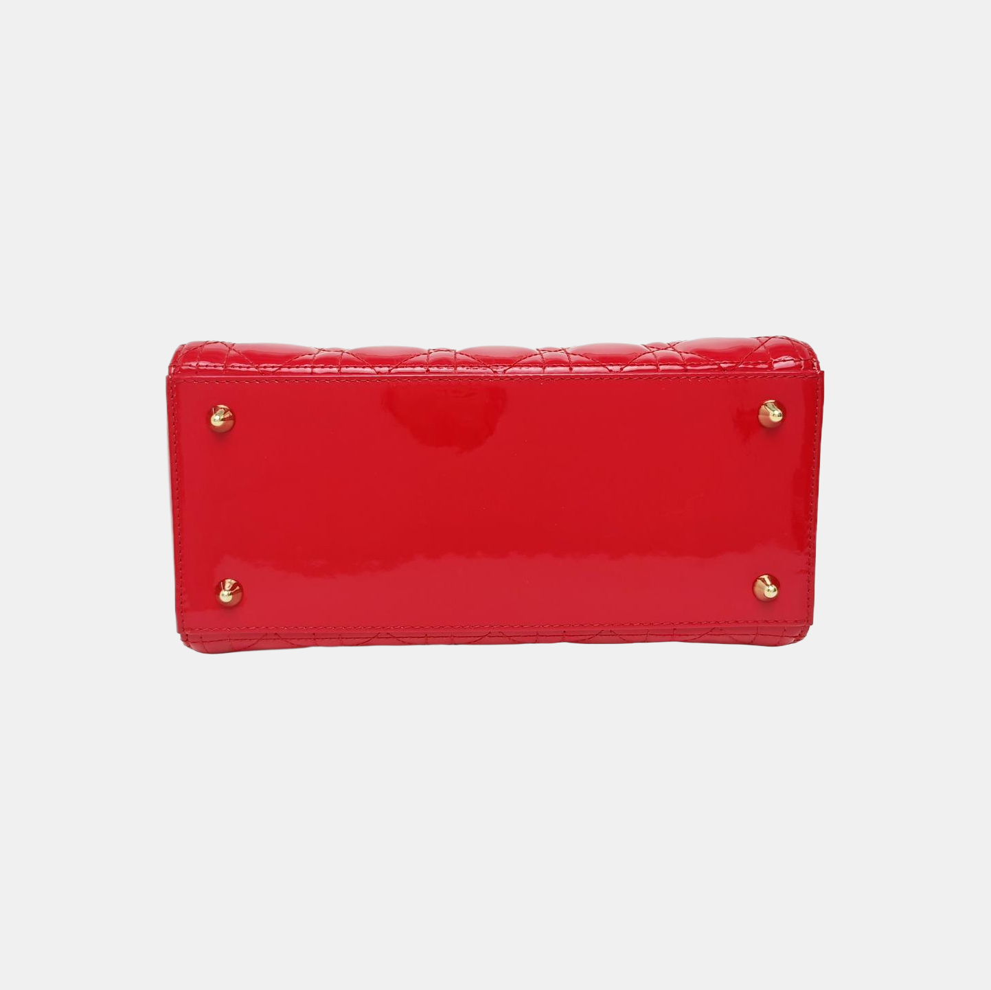 Lady Dior Medium Cannage Patent Leather Red