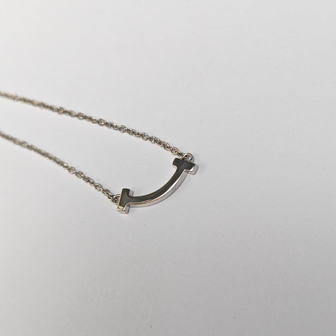 Tiffany T 18k White Gold Silver Necklace