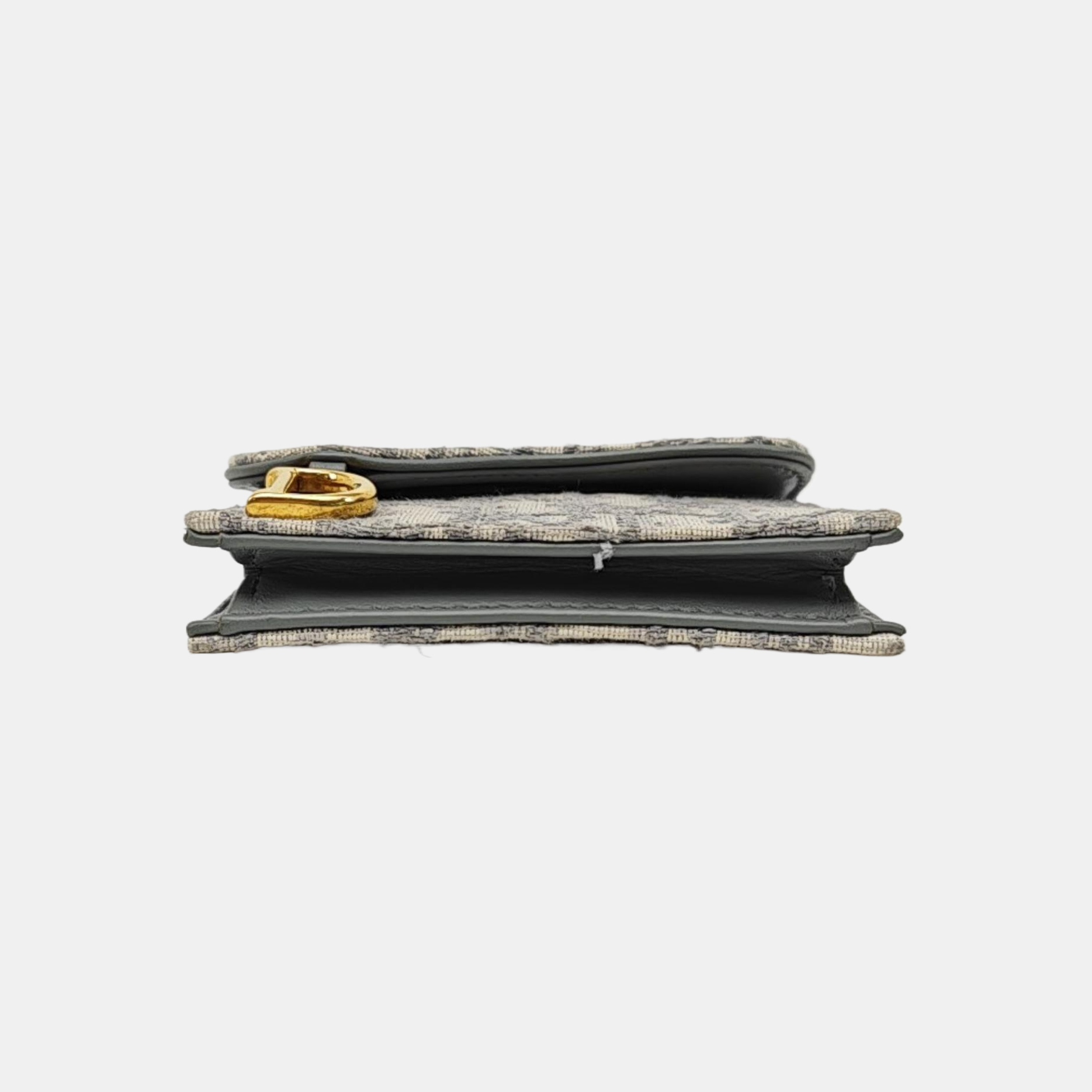 Saddle Mini Oblique Fabric Gray Card Holder