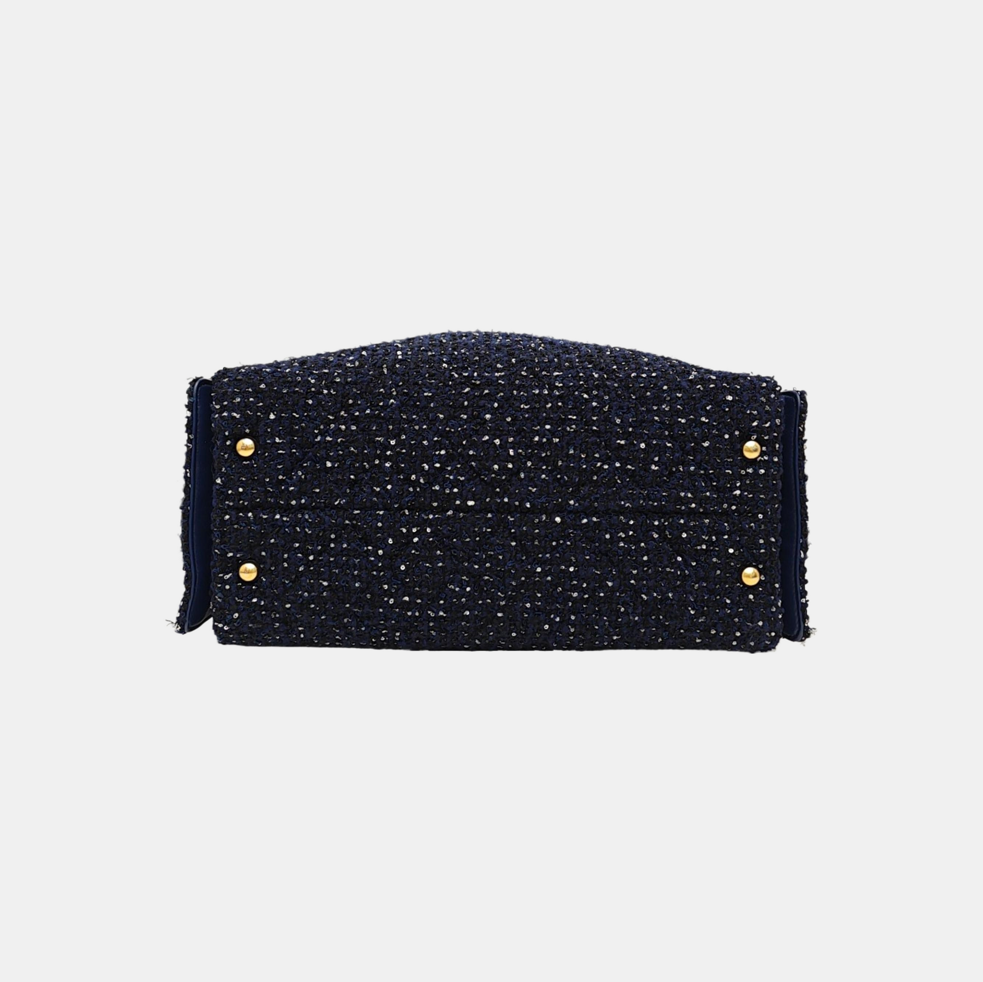 CHANEL 25 Medium Quilted Fabric Blue
