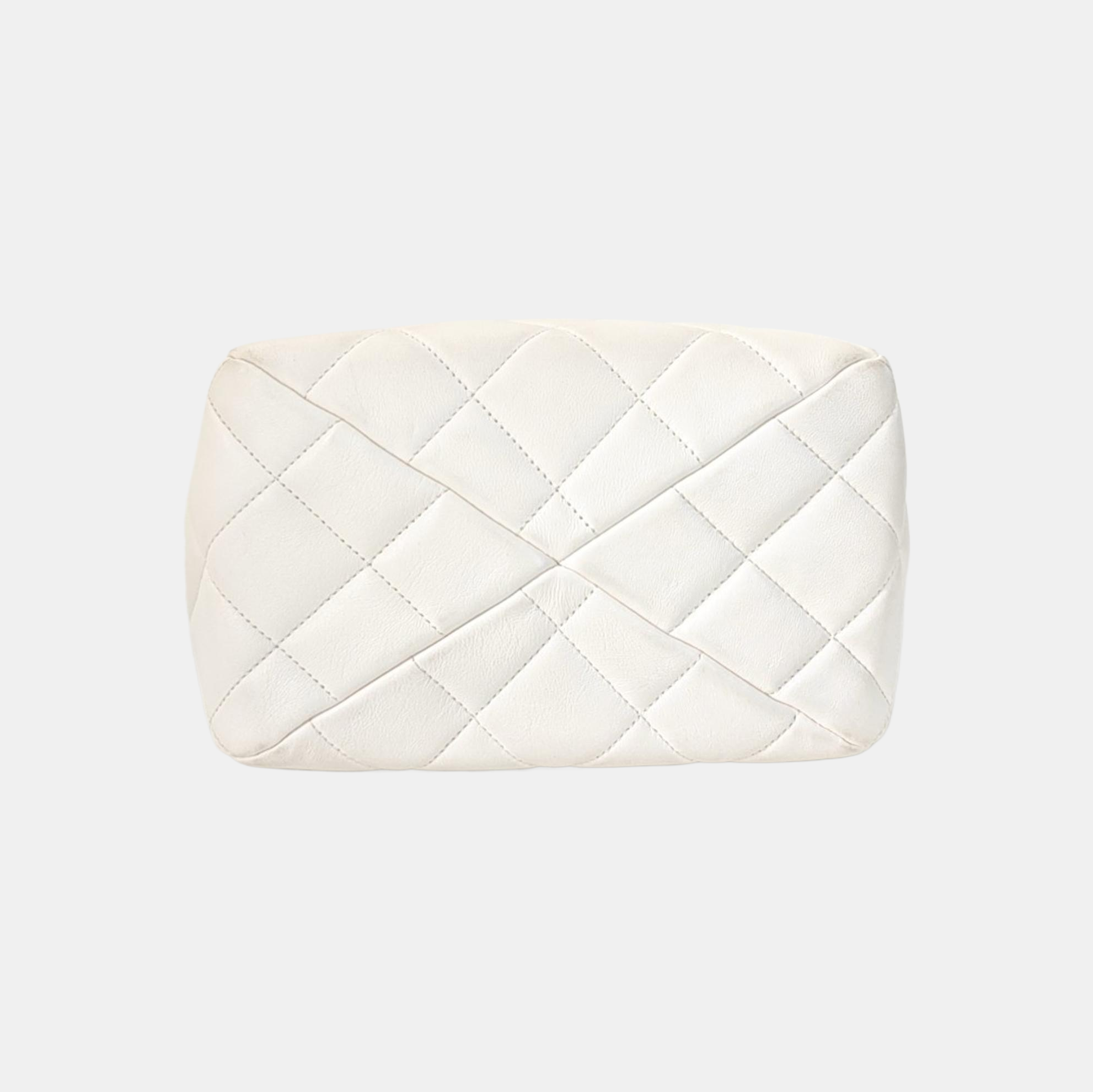 Quilted Lambskin Tote Bag White