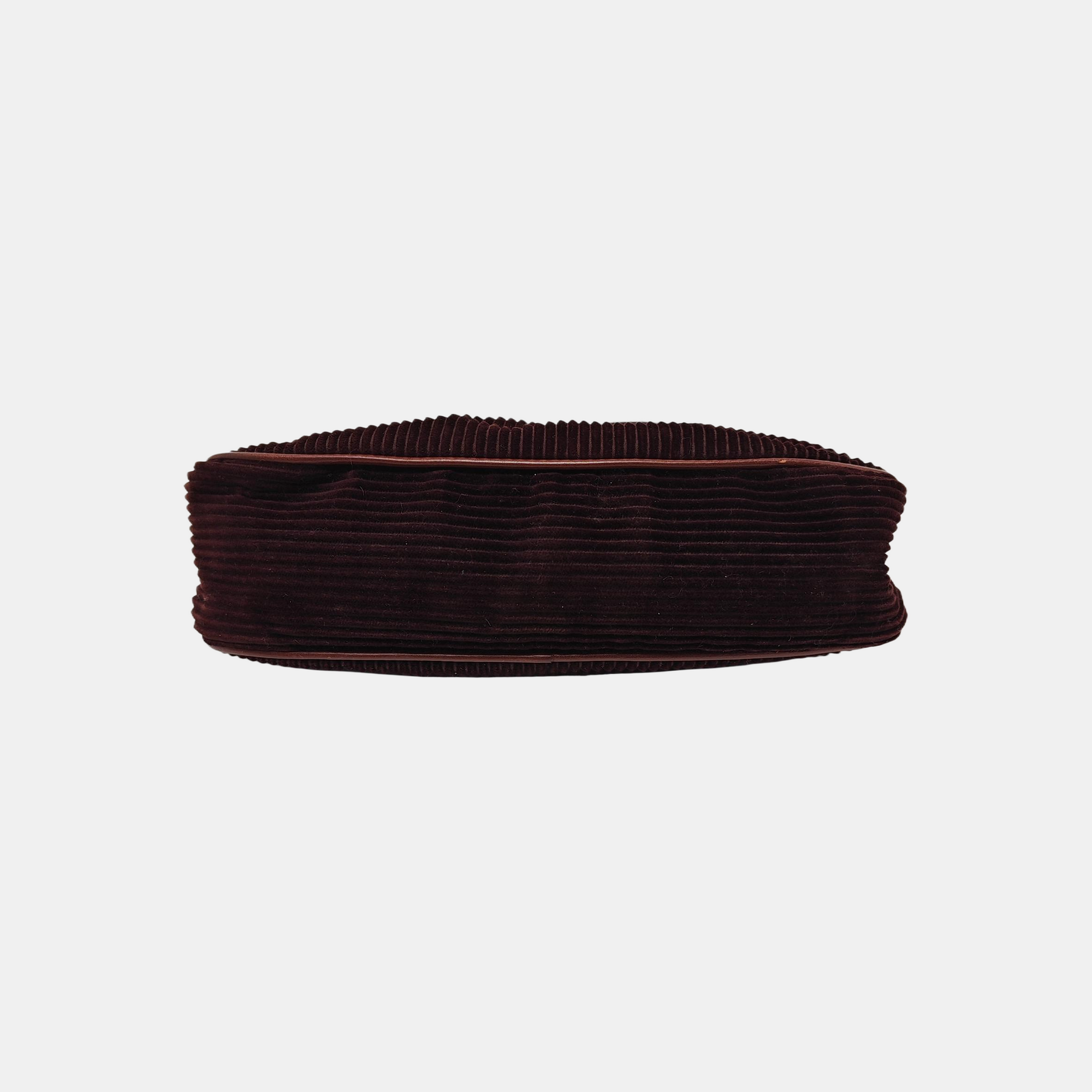 Quilted Corduroy Shoulder Bag Brown