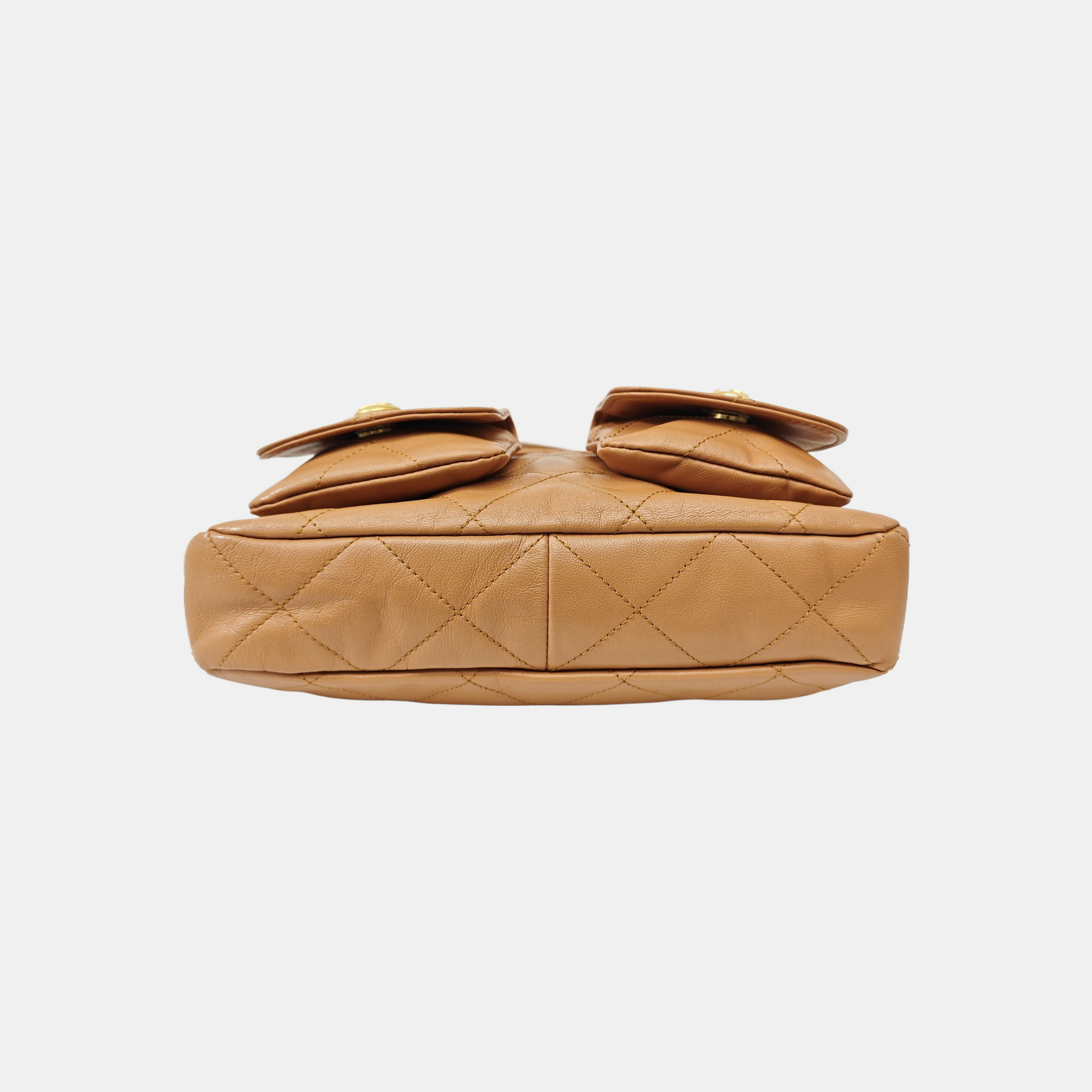 Suppletwins Small Quilted Calfskin Brown