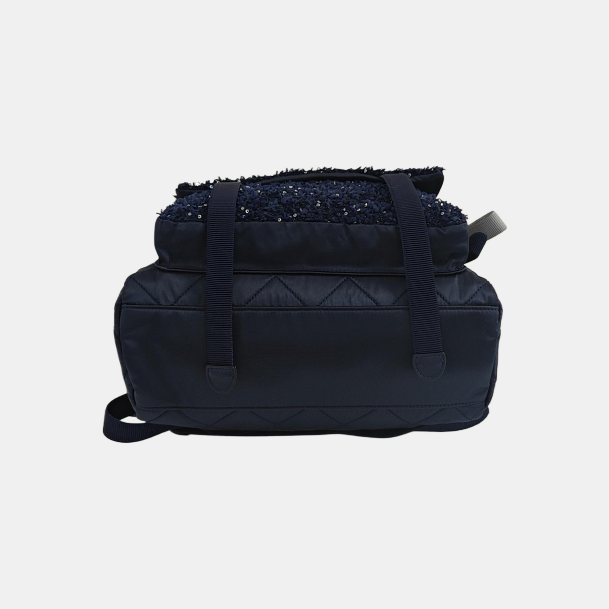 Quilted Nylon Backpack Blue