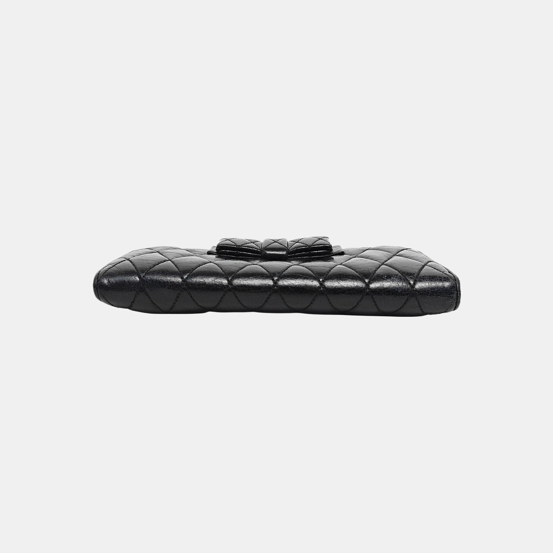 Zipper Wallet Quilted Lambskin Black Wallet