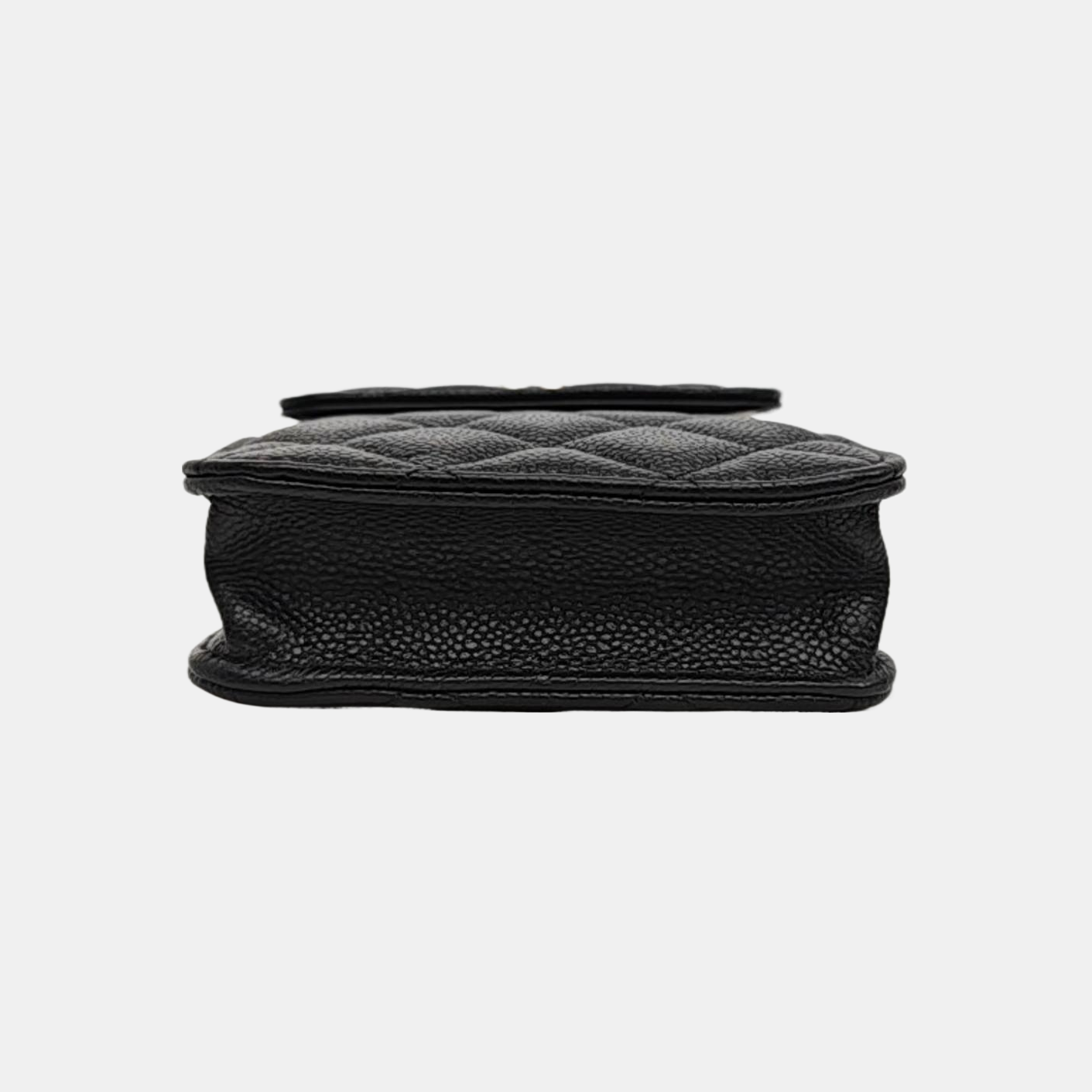 Quilted Grained Calfskin Shoulder Bag Black