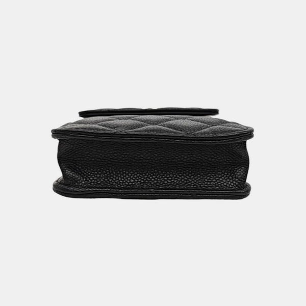Quilted Grained Calfskin Shoulder Bag Black