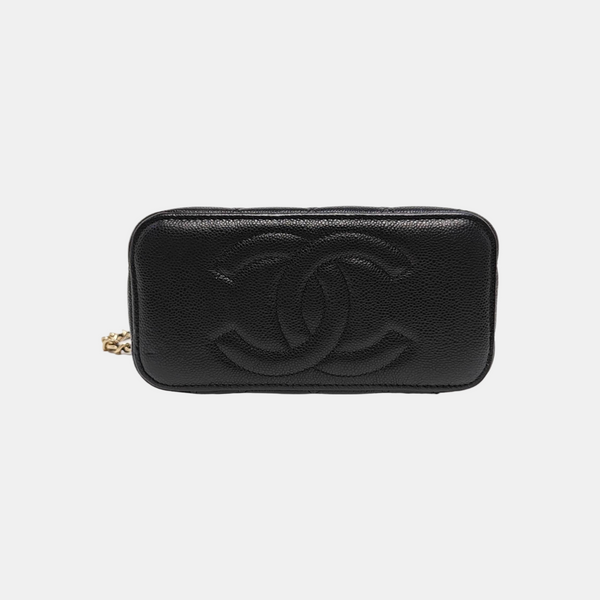 Authenticated pre-owned  VANITY CASE Quilted Grained Calfskin Black - Crossbody Bag at Looply