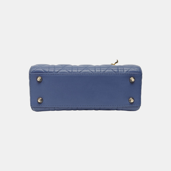 Lady Dior Small Cannage Lambskin Blue