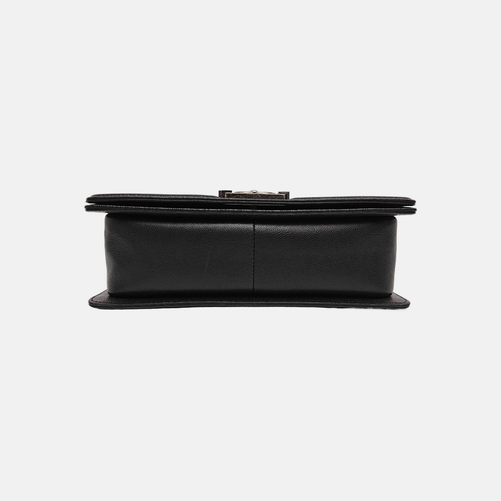 BOY CHANEL Medium Quilted Grained Calfskin Black