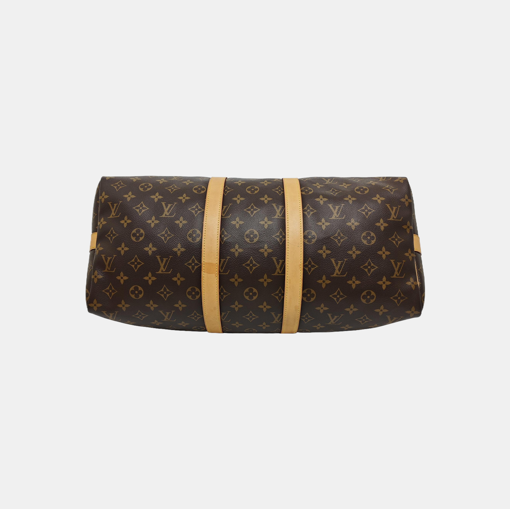KEEPALL 45 Monogram Coated Canvas Brown