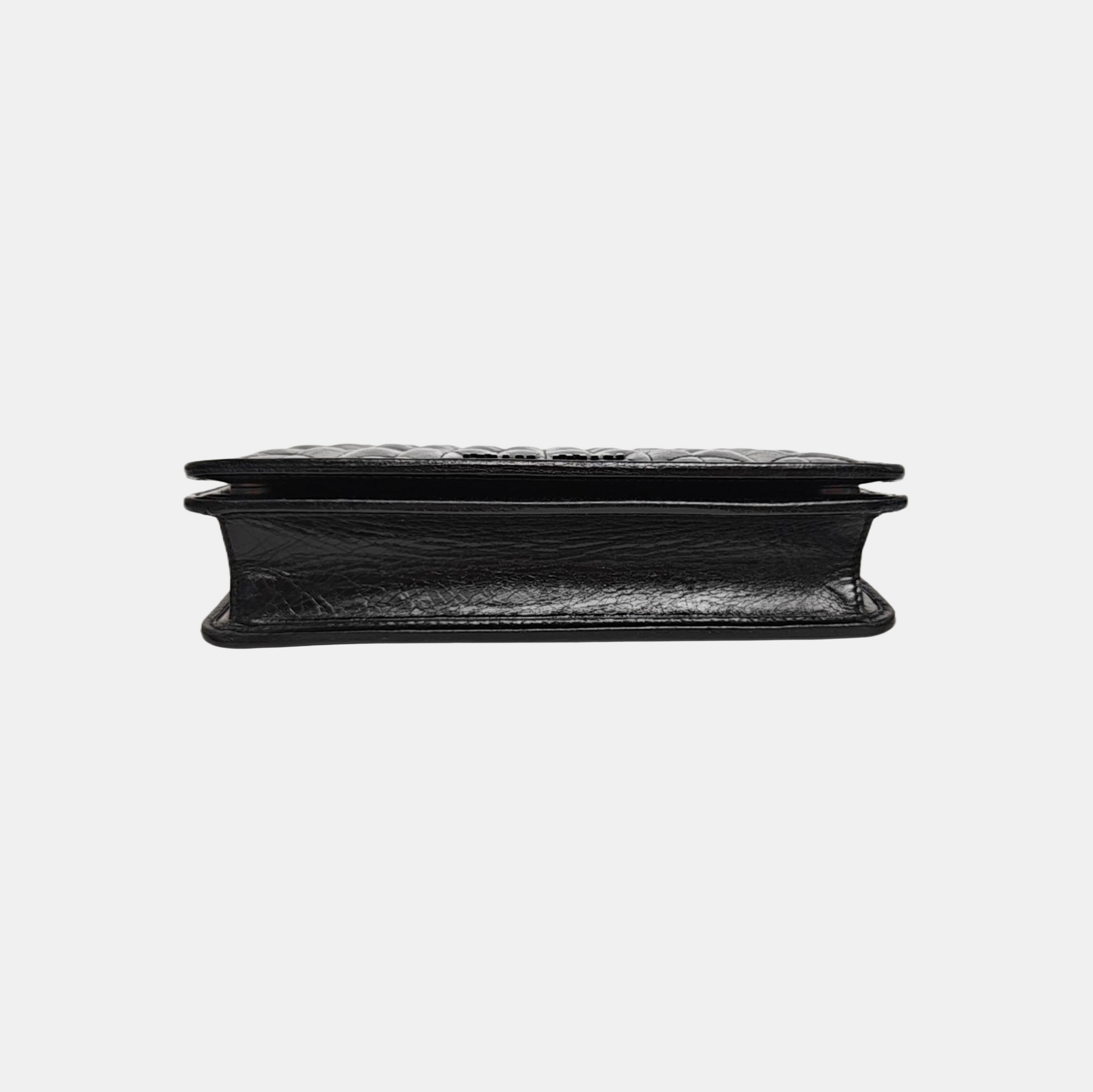 Quilted Calfskin Shoulder Bag Black
