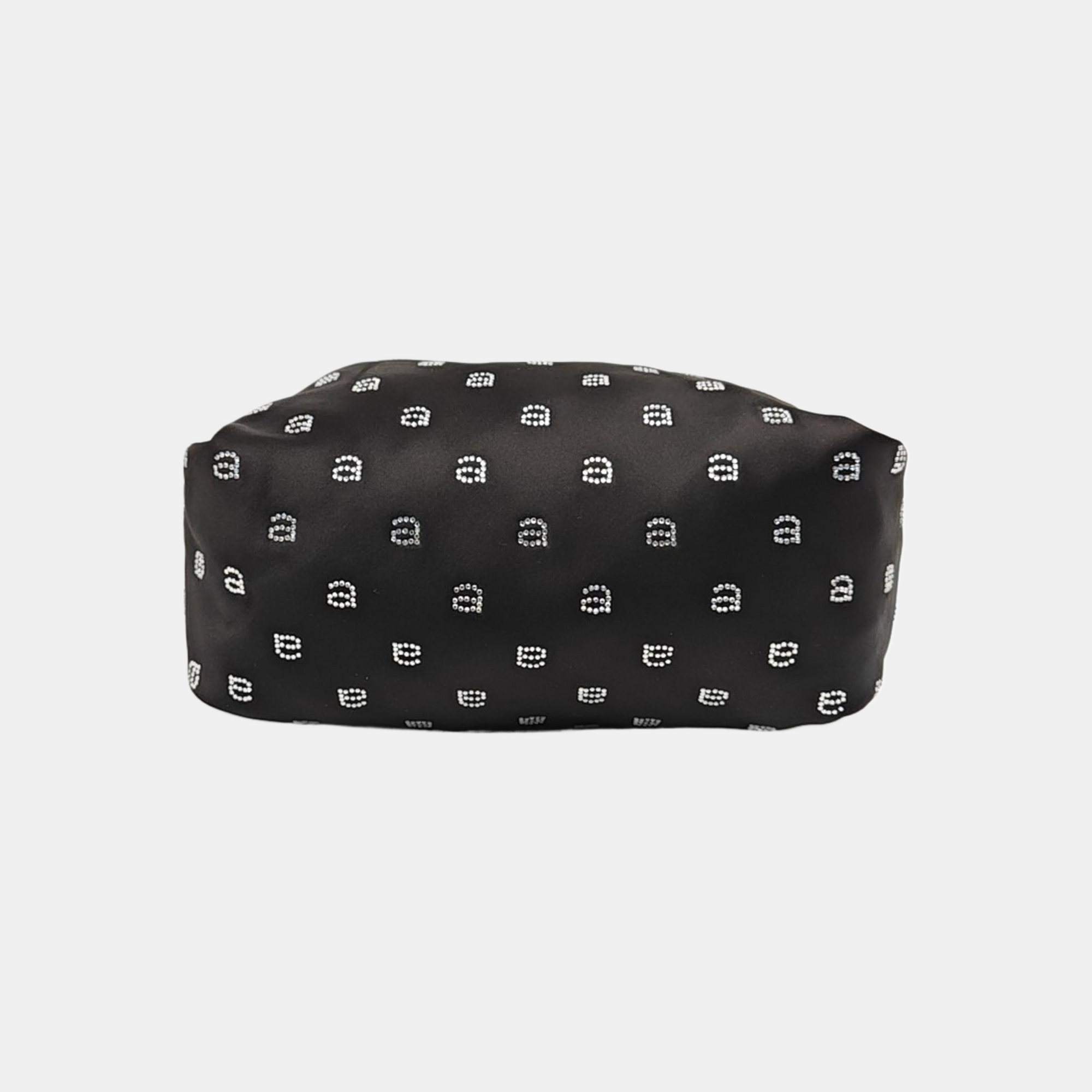 Silk Satin Top Handle Bag Black