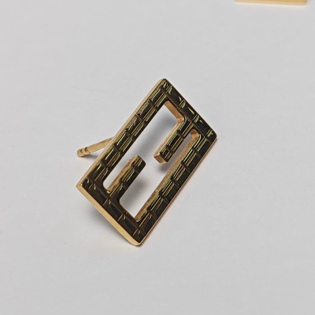 FF Metal Gold Stud Earrings