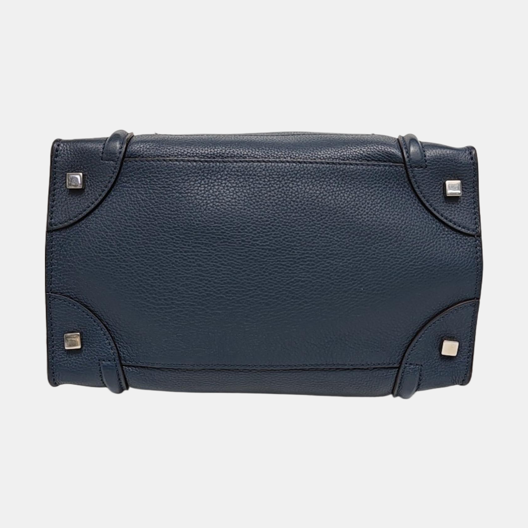 Authenticated pre-owned  LUGGAGE Mini Calfskin Blue - Tote Bag at Looply