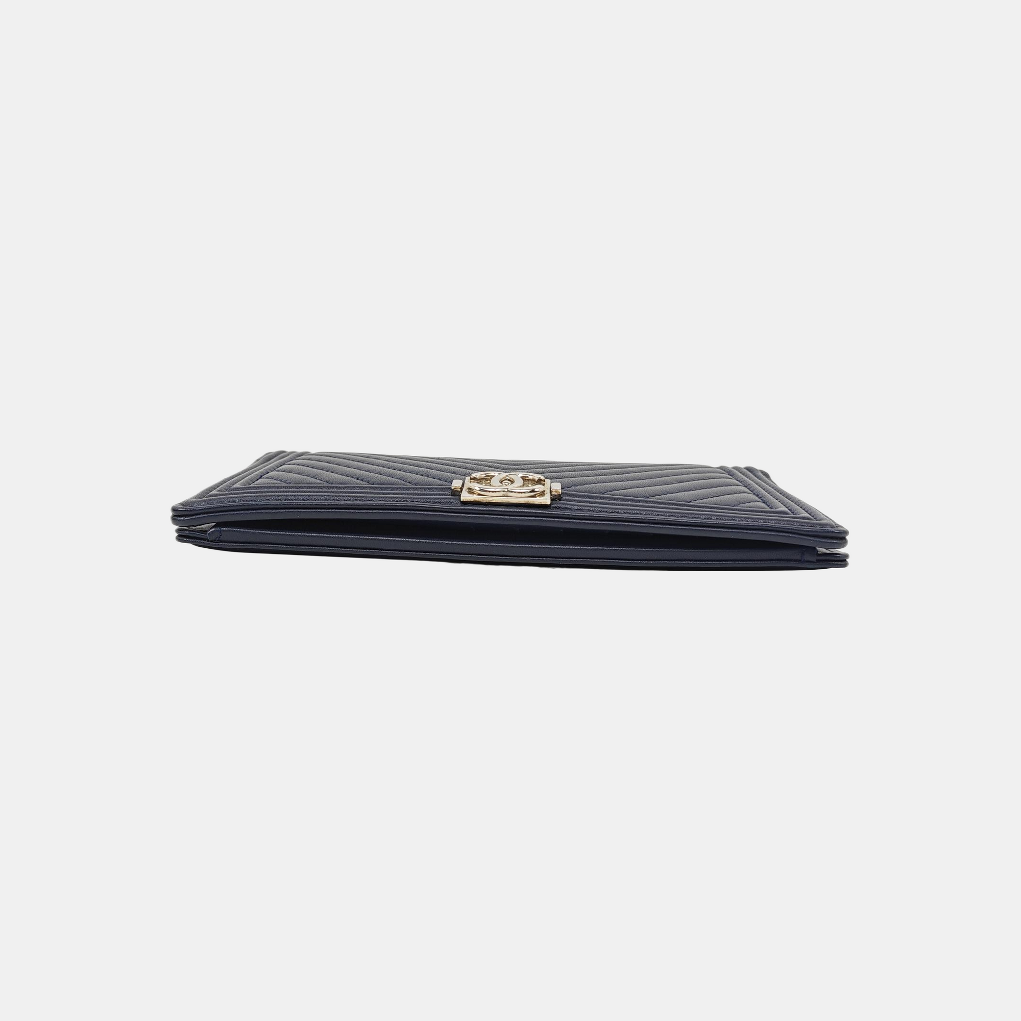 BOY CHANEL Mini Chevron Lambskin Blue
