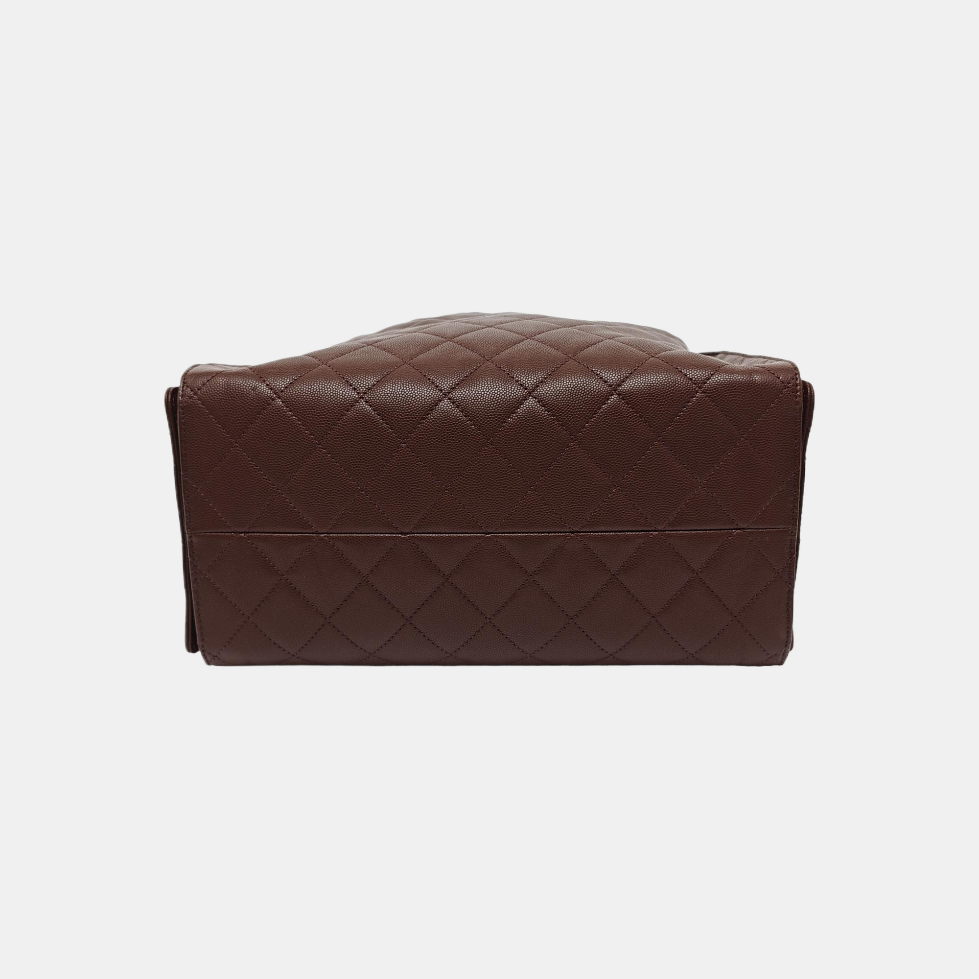 CHANEL 25 Medium Quilted Grained Calfskin Brown