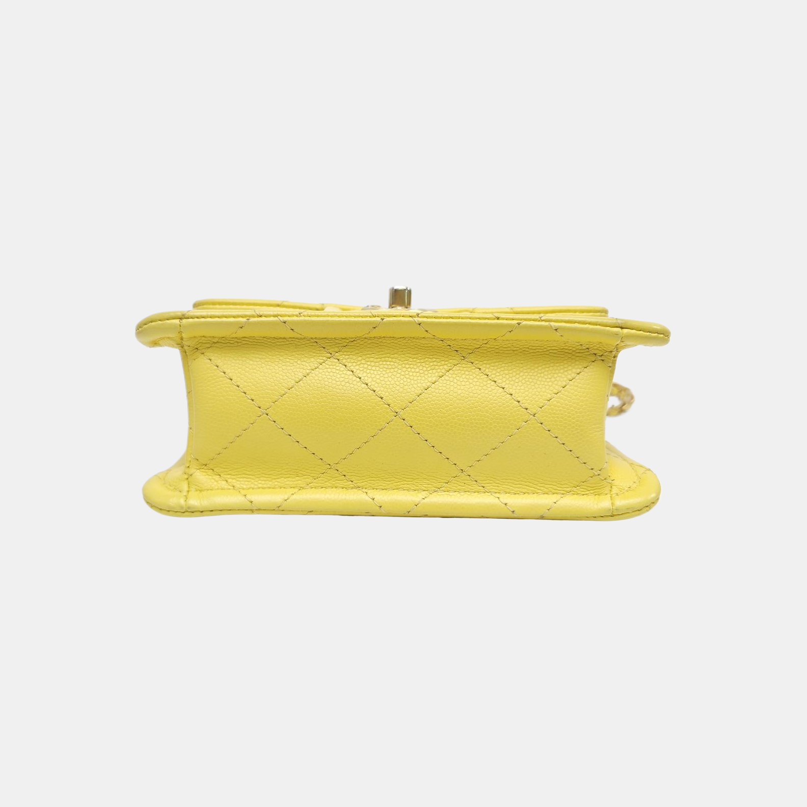 Quilted Grained Calfskin Shoulder Bag Yellow