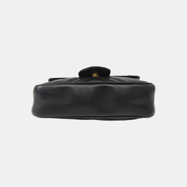GG Marmont Mini Quilted Calfskin Black
