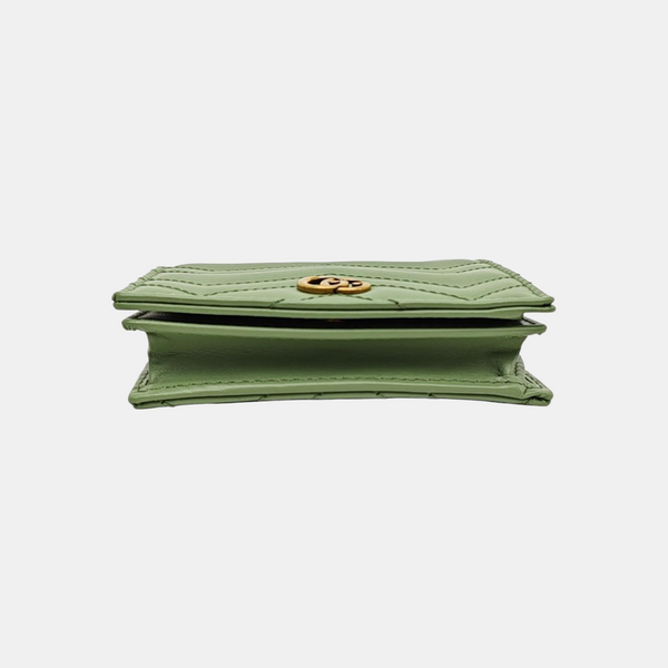 GG Marmont Mini Chevron Calfskin Green Wallet