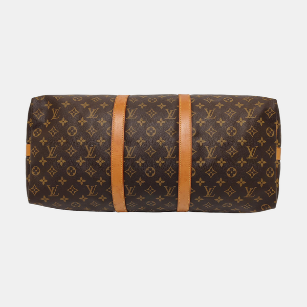 KEEPALL 50 Monogram Coated Canvas Brown