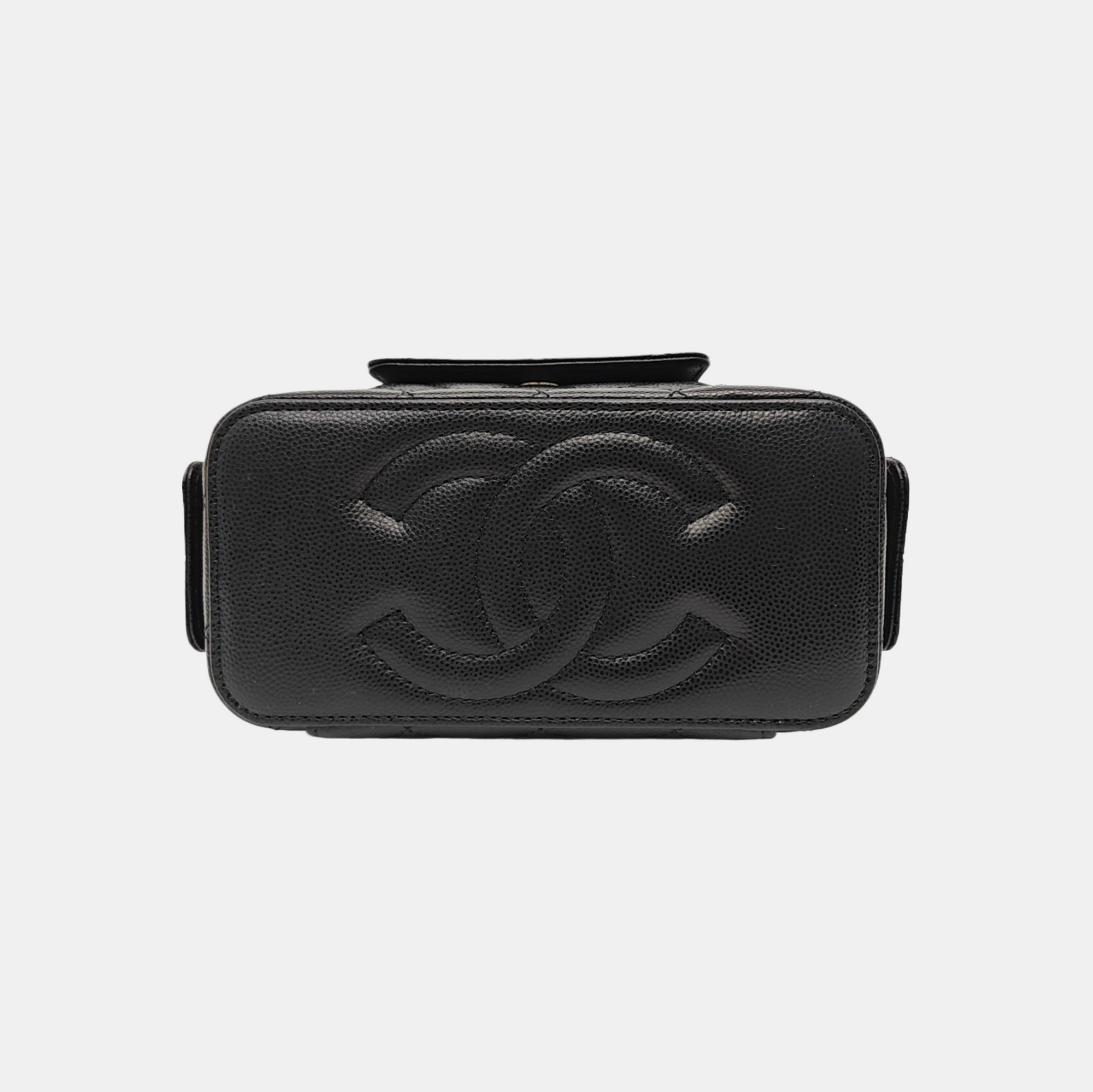 Cargo Small Quilted Grained Calfskin Black