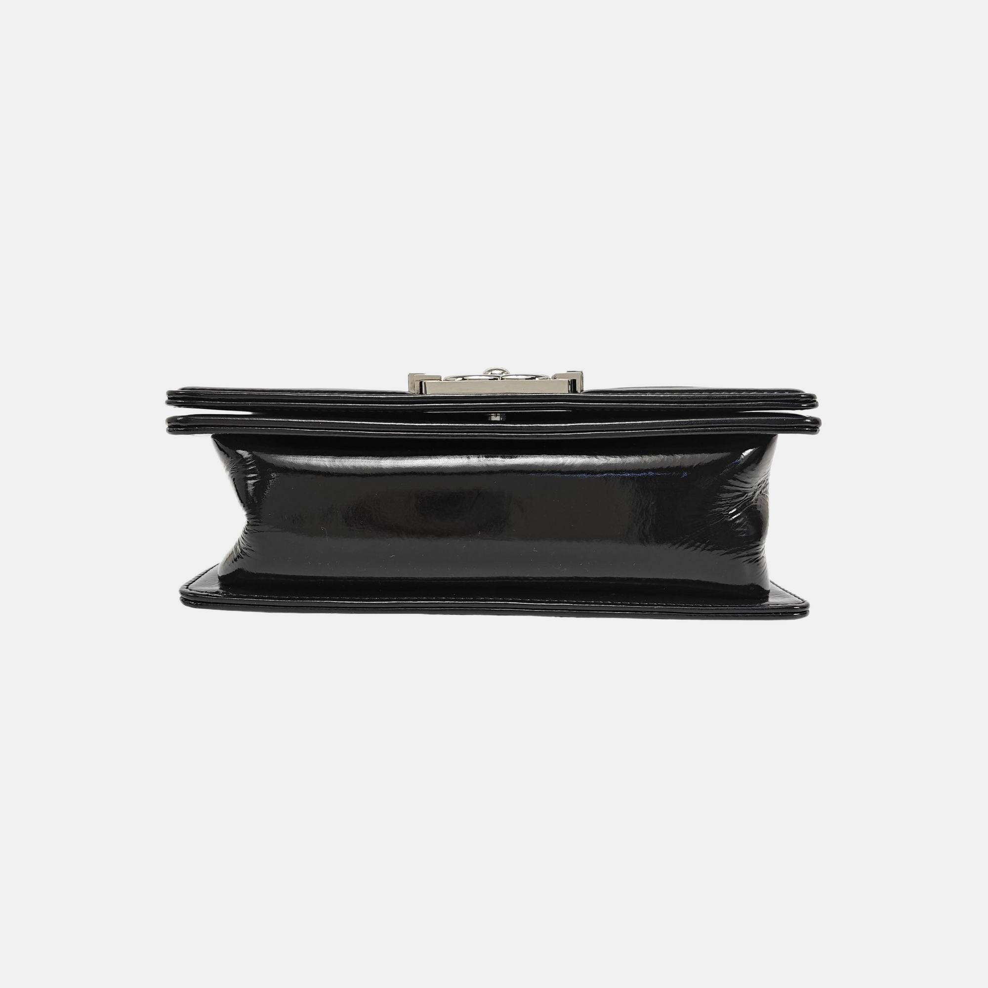 BOY CHANEL Small Quilted Patent Leather Black