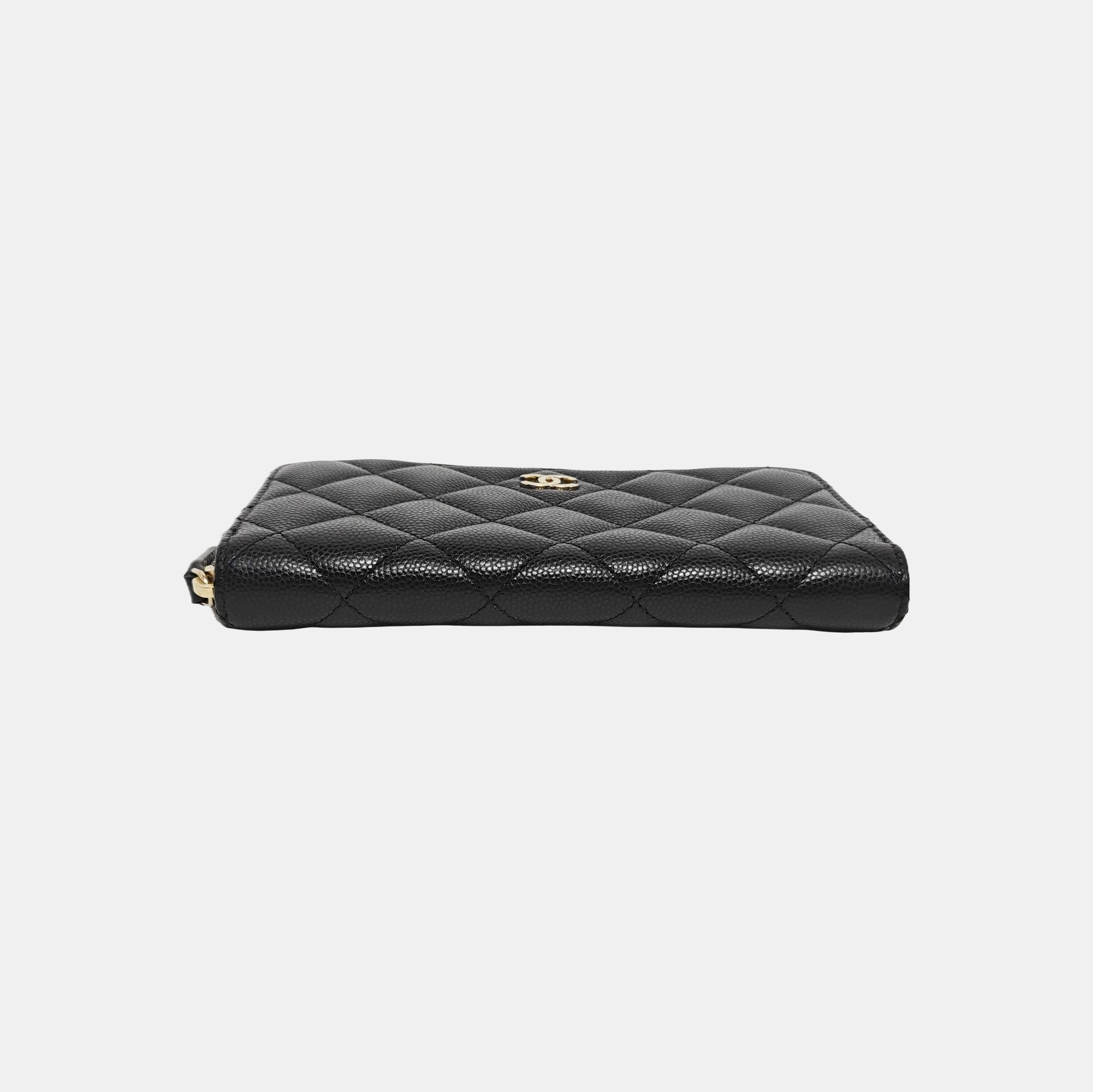 Quilted Grained Calfskin Wallet Black