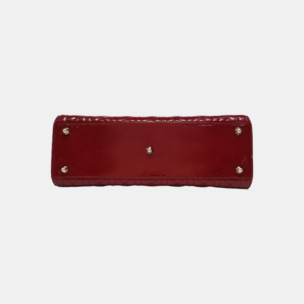 Lady Dior Large Cannage Patent Leather Red