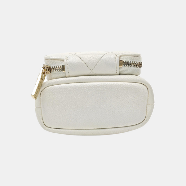 Quilted Grained Calfskin Bucket Bag Mini White