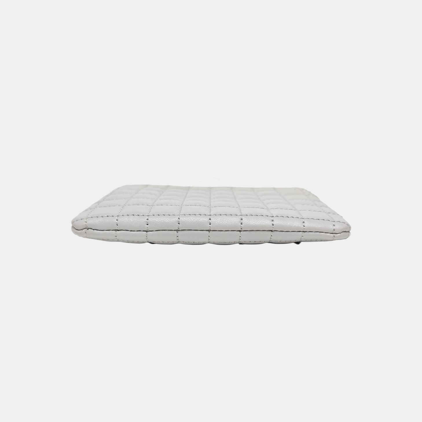 C CHARM Quilted Calfskin Gray Coin Purse