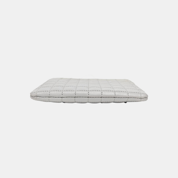 C CHARM Quilted Calfskin Gray Coin Purse