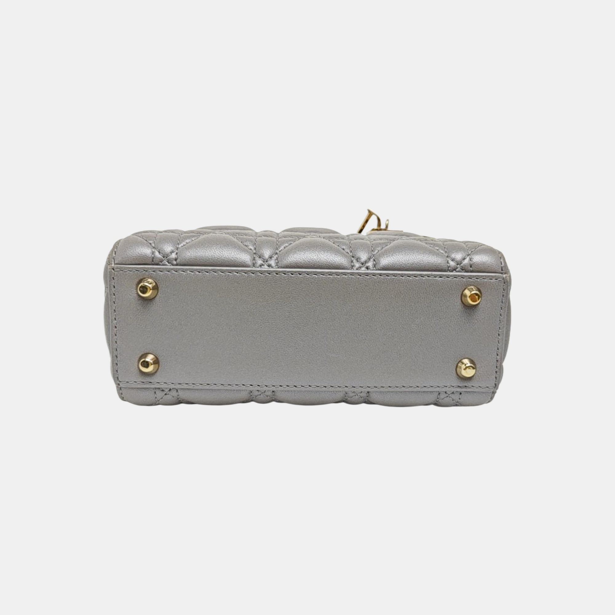 Lady Dior Mini Cannage Lambskin Gray