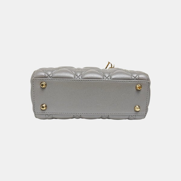 Lady Dior Mini Cannage Lambskin Gray