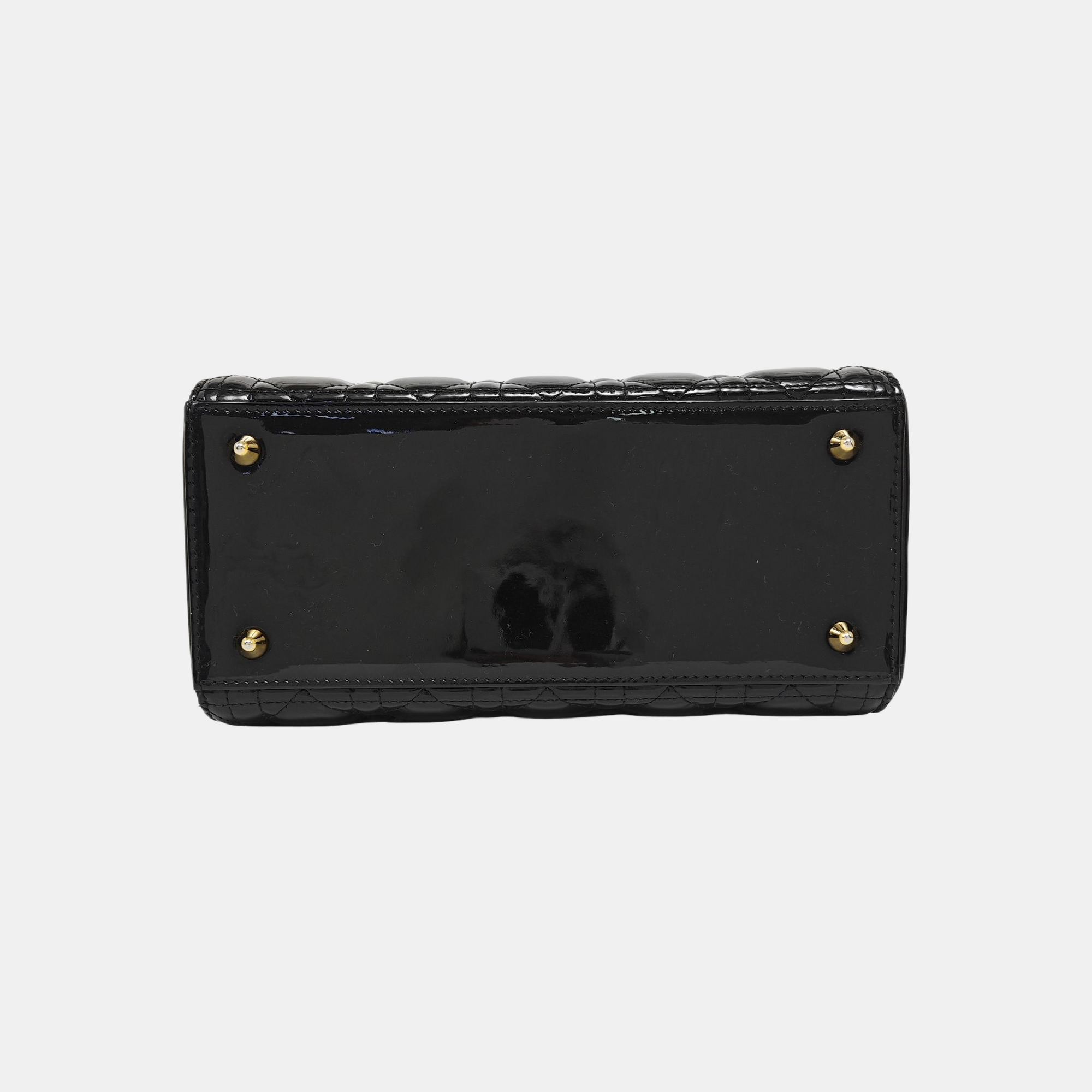 Lady Dior Medium Cannage Patent Leather Black