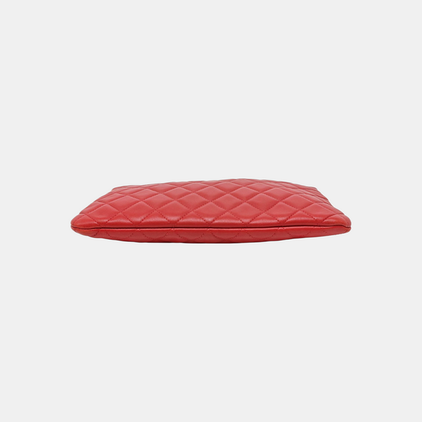 Quilted Lambskin Clutch Red