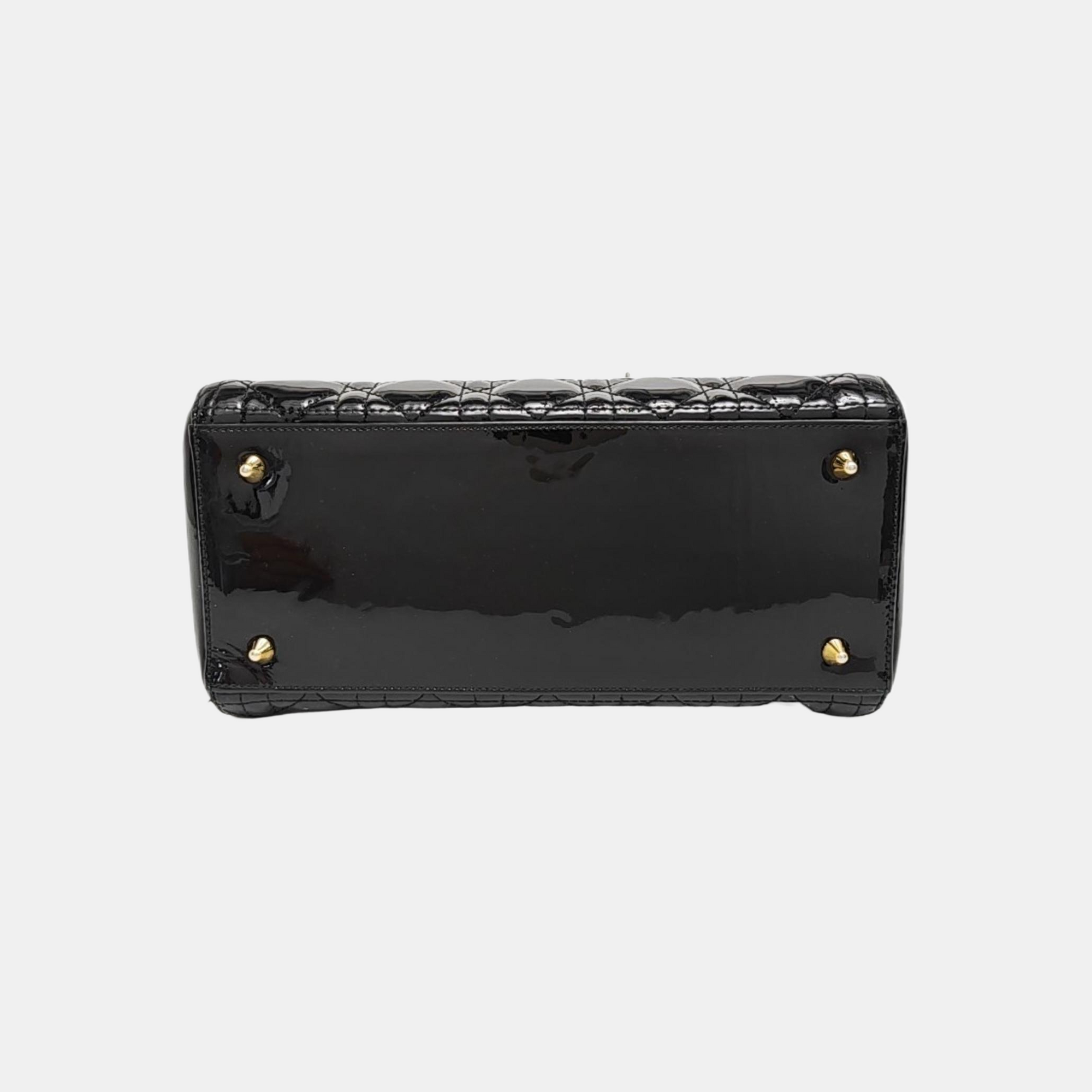 Lady Dior Medium Cannage Patent Leather Black