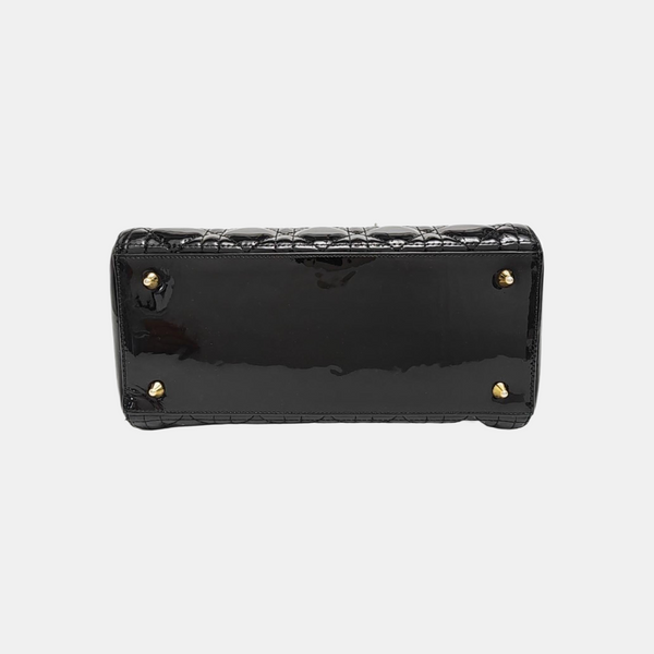 Lady Dior Medium Cannage Patent Leather Black